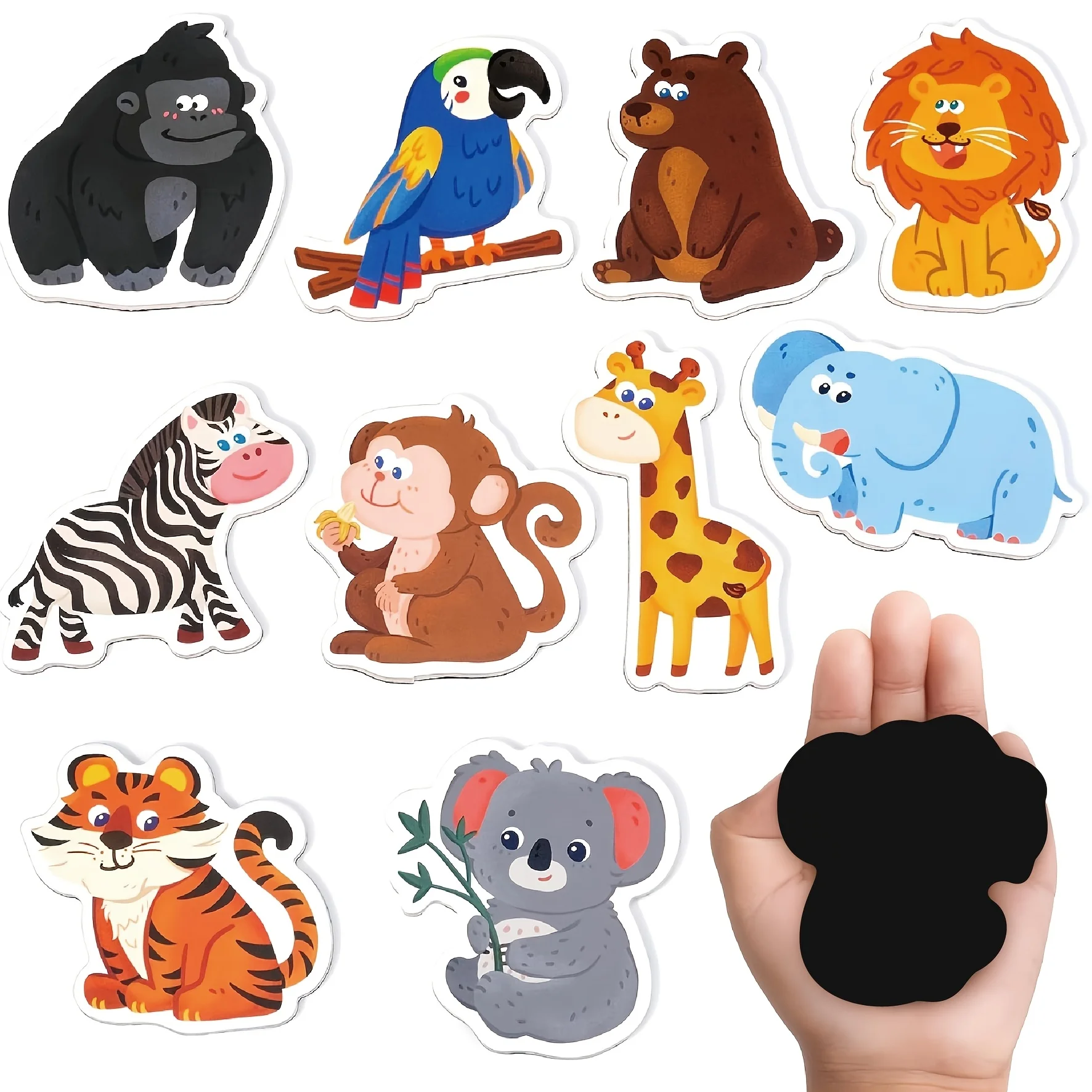 10 Cute Animal PVC Magnets - Durable, Easy Install & Clean, No Residue, For Fridge, Dishwasher, Whiteboard, Decor & Gifts
