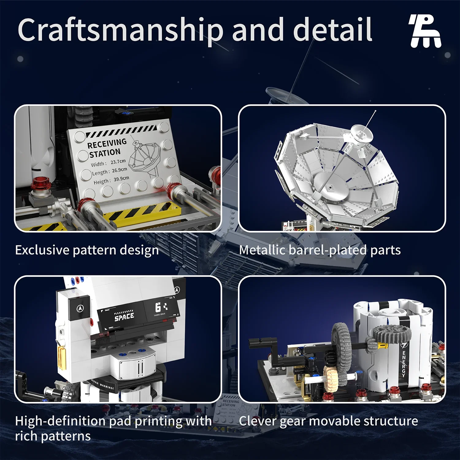 Segnale spaziale ricevente base building block assemblaggio antenna satellitare modello building block kit per bambini giocattoli