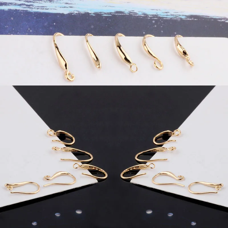 2pcs Diy Jewelry Accessories 18k Electroplating Simple Temperament Wild Hook Pendant Earrings Handmade Material Pendant Handmade