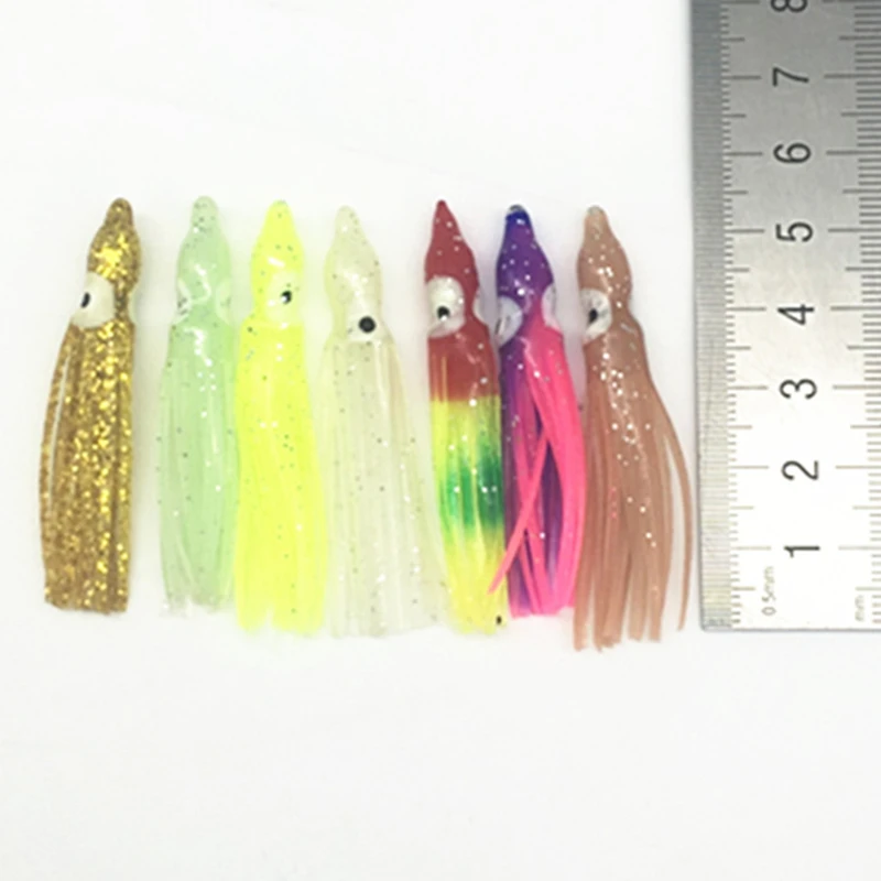 

100Pcs*5cm Fishing Artifical Luminous octopus skirt squid lure octopus Rig soft bait squid lures