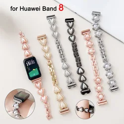 Metal Jewelry Wristband for Huawei Band 10/ 9/ 8 Bracelet Smartwatch Wrist Strap Slim Watchband for Women Dressy Adjustable