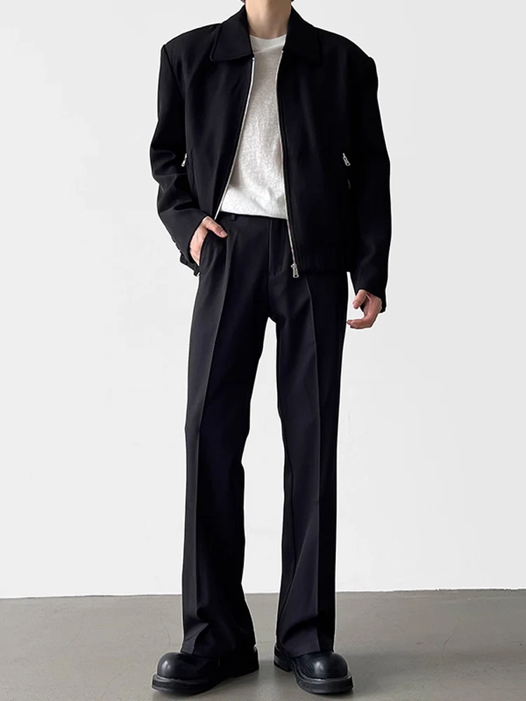 Black Straight Leg Slimming Pants Men's Casual Commute Suit Trousers Drapey Comfortable Spring Autumn Winter Unisex