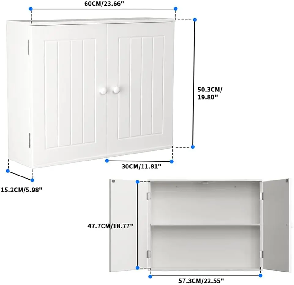 EFAN Storage Cabinet, Freestanding/Wall Mounted Bathroom Unit with Adjustable Shelf, Multi-purpose Waterproof Cupboard Furniture