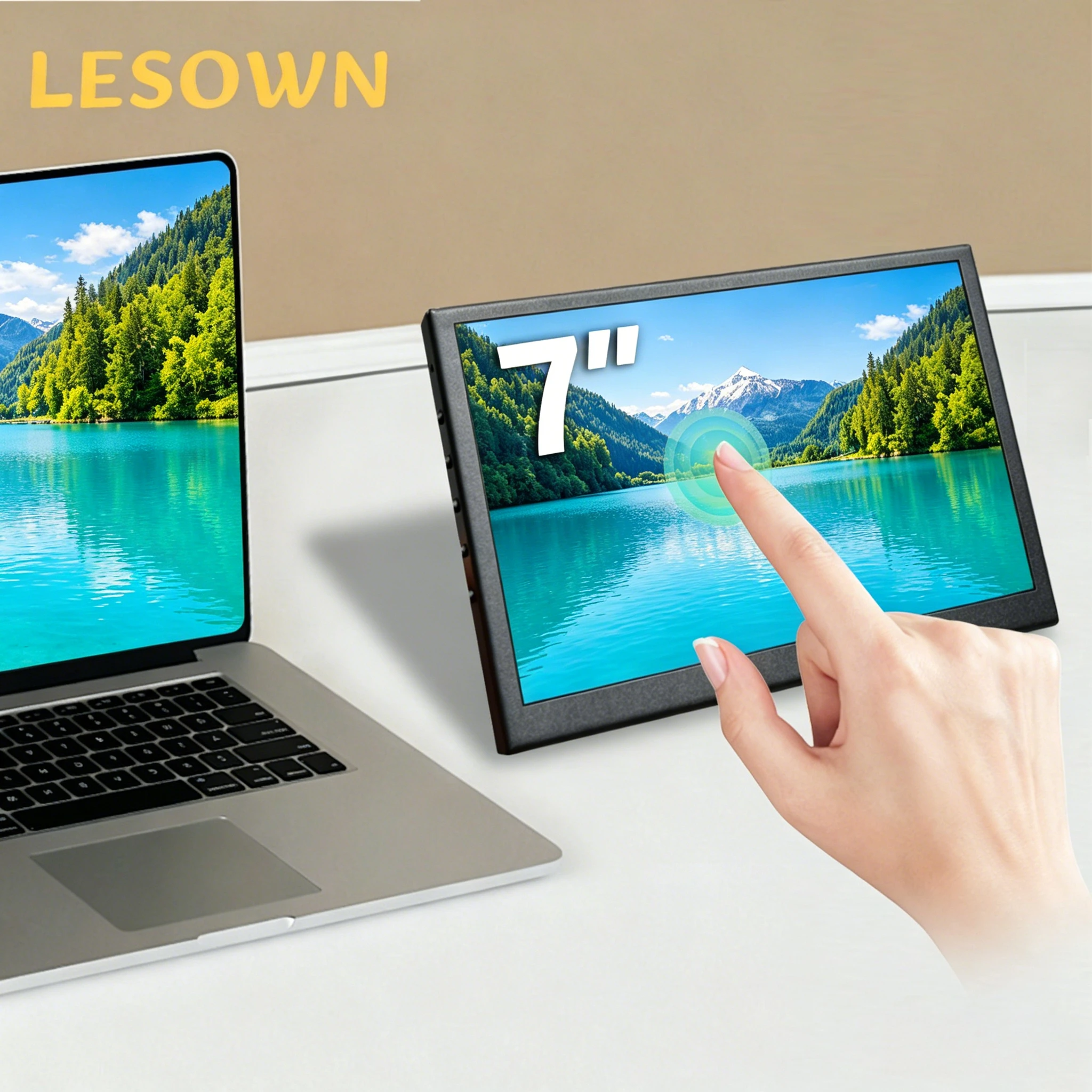 LESOWN Desktop PC Hardware Dashboard 7.0" 1024x600 HDTV Extended Panel for Computer Case Modding AIDA64 Theme 60Hz