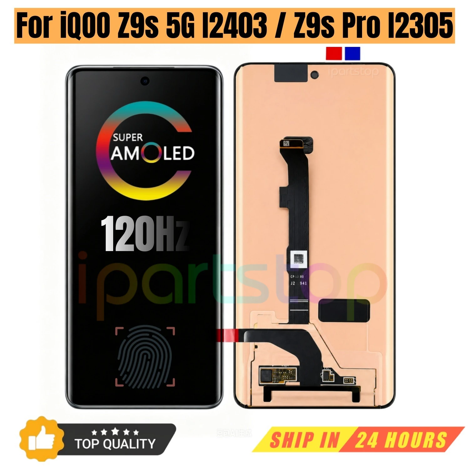 iParts Replacement Display for vivo iQOO Z9s I2403 Z9s Pro I2305 120Hz AMOLED Touch Screen Digitizer Assembly OEM all Functions