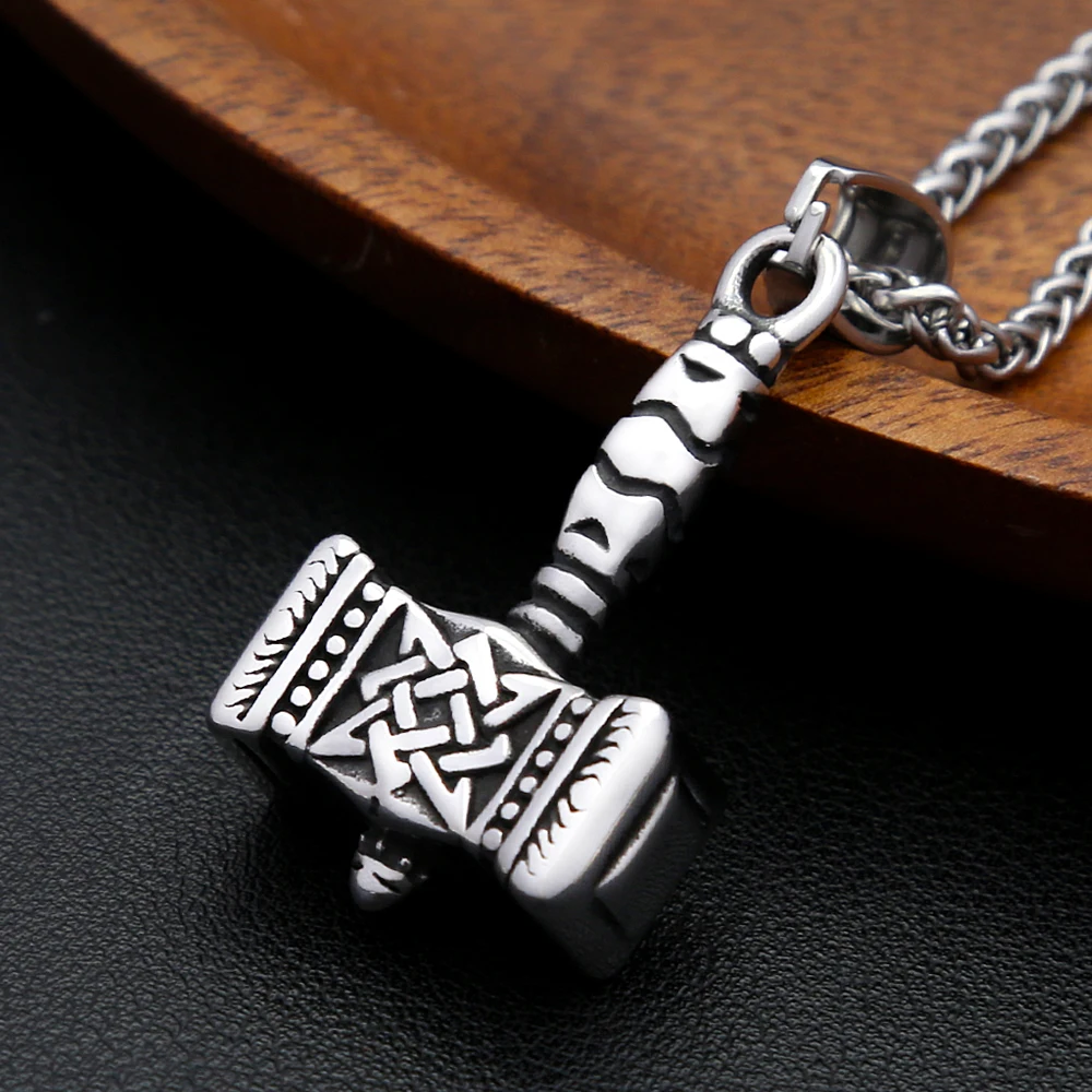 

Vintage Nordic Thor Hammer Necklace Stainless Steel Viking Celtic Knot Pendant For Men Women Amulet Jewelry Gifts Dropshipping