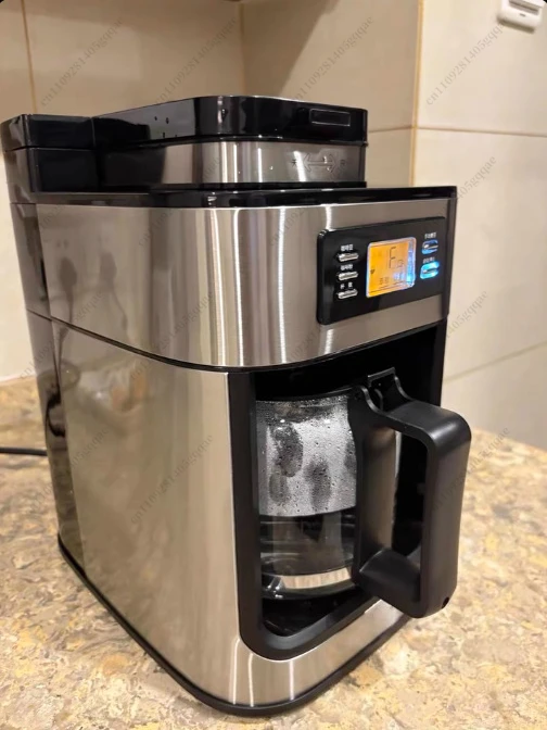 1000W 220V Filterkaffeemaschine für Zuhause, automatisch, mit LED-Anzeige, Bohnenmühle, frisches Mahlen von Kaffee, Tee, Milch – Detail 1