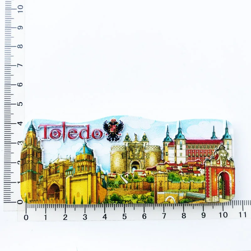 Creative Toledo Ancient Architecture Fridge Magnet Cultural Landscape Message Sticker Tourist Souvenir Resin Craft Decoration