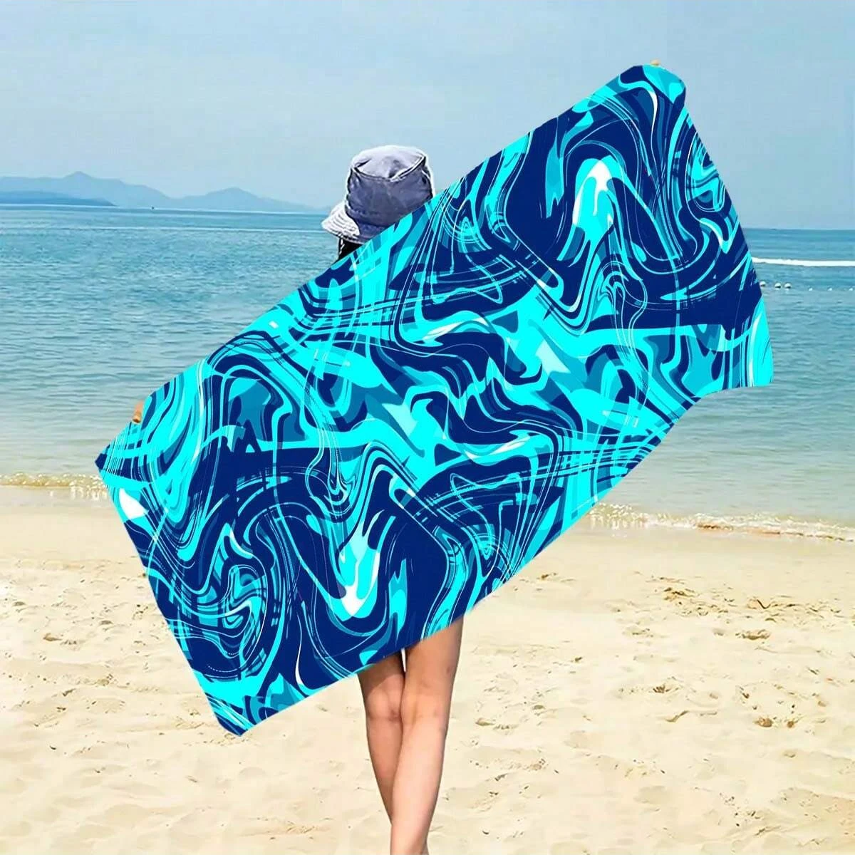 1pc Oversized Beach Towel, Large Size, Super Absorbent, Fine Fiber Beach Towel, 59'x29', Summer Must-Have, Suitable For Children