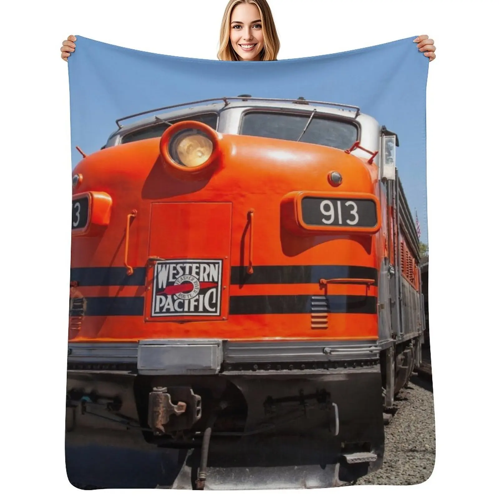 Western Pacific Train Locomotive Throw Blanket Weighted Hair sofa bed Soft Big wednesday Plush Blankets