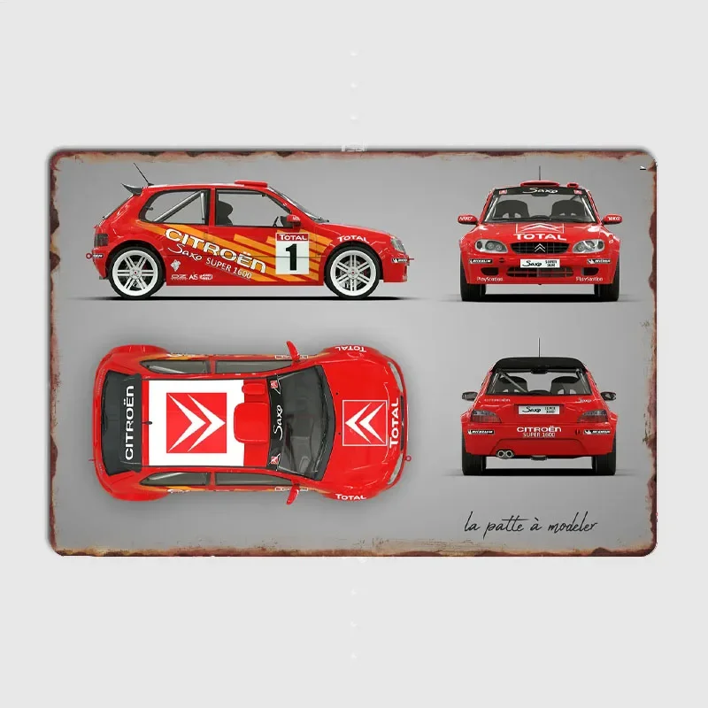 Citroen Saxo Kit Rally Racing Classic Car Sign Retro Posters Metal Sign Poster Bar Pub Bedroom Wall Home Decor Room Decoration