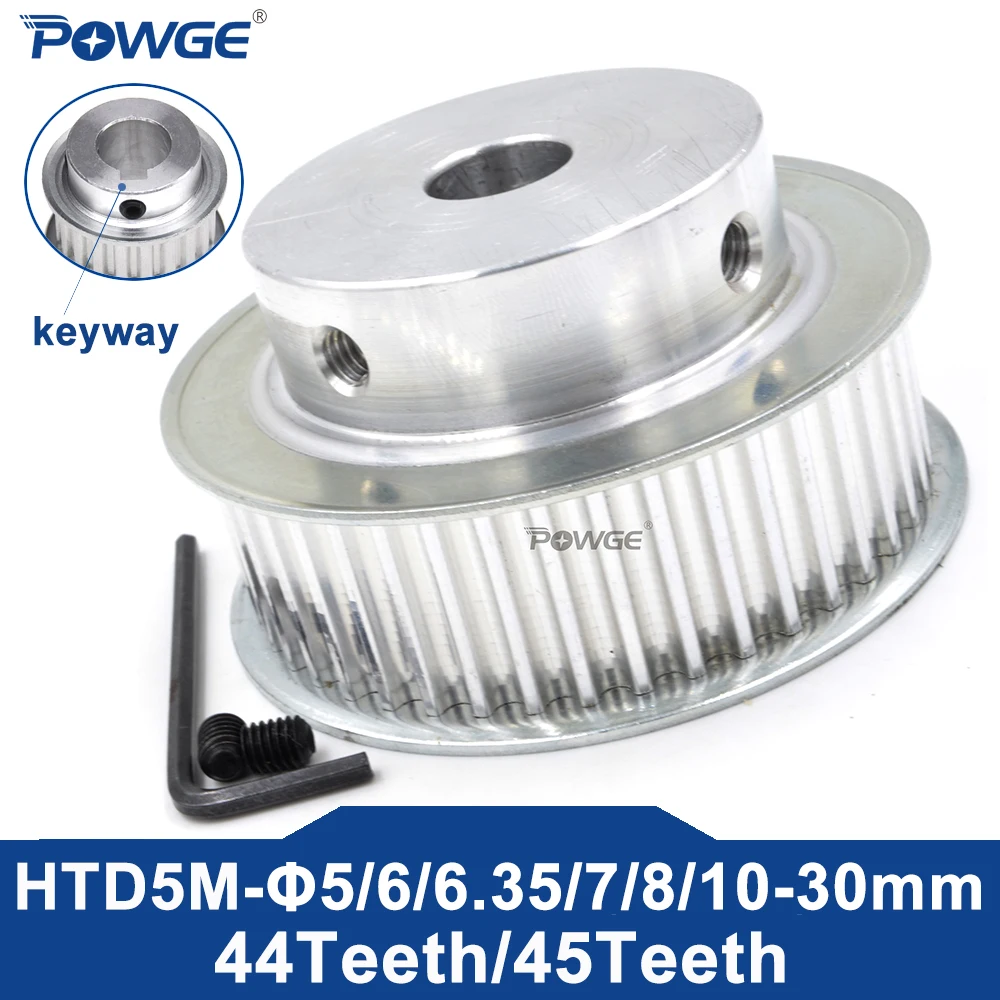 POWGE 44 45 teeth HTD 5M Timing Pulley BF Bore 8/10/12/14/15/16/17/18/19/20/25/40 for HTD5M belt width 15/20/25mm 44T 45T