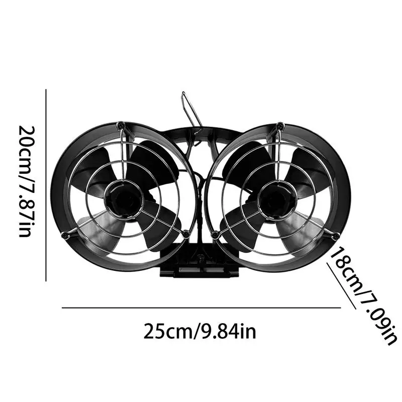 Niet-Aangedreven Kachelventilator Huis Tweekoppige 12 Bladen Zwarte Open Haard Ventilator Log Houtkachel Eco-Ventilator Stille Efficiënte Warmteverdeling