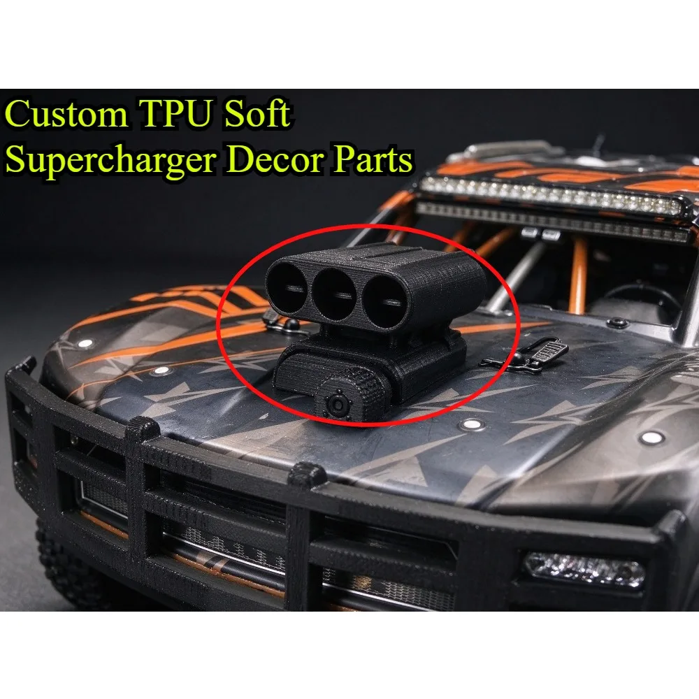 TPU Soft Supercharger Decor Parts For 1/7 Arrma Mojave EXB With Screw Drilling Template custom size RC Car Accessories