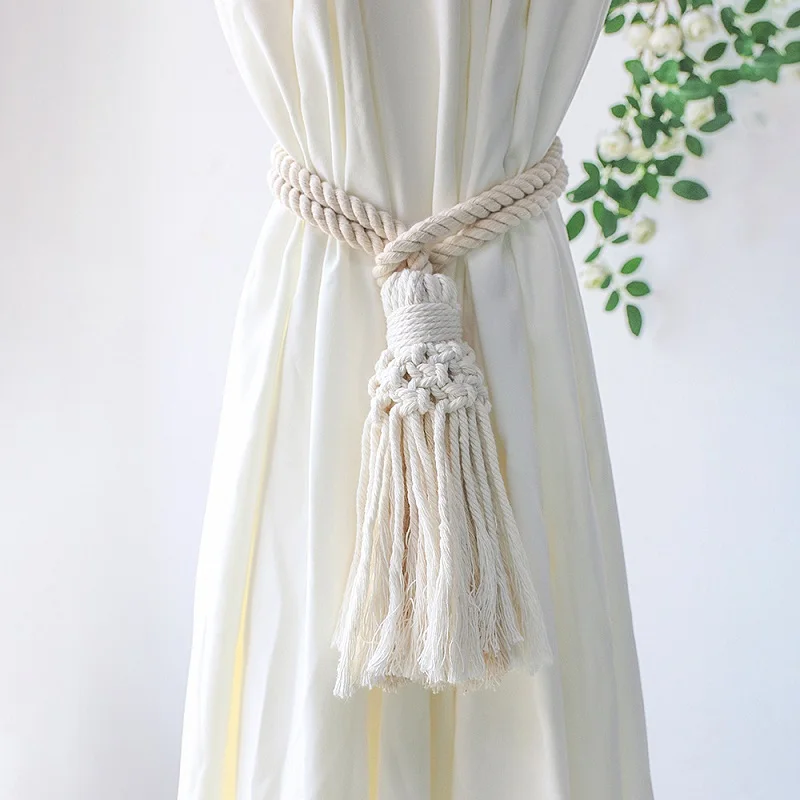 Bohemian Style Hand-woven Curtain Tie Rope With Beadfringe Farmhouse Decorative Pendant Curtain Tassel Strap Room Decor