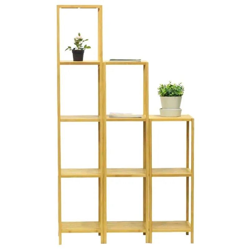 Wooden Floor to Ceiling Storage Rack Multi Layer Bookshelf Balcony Flower Stand Small Bathroom Shelf Multifunctional