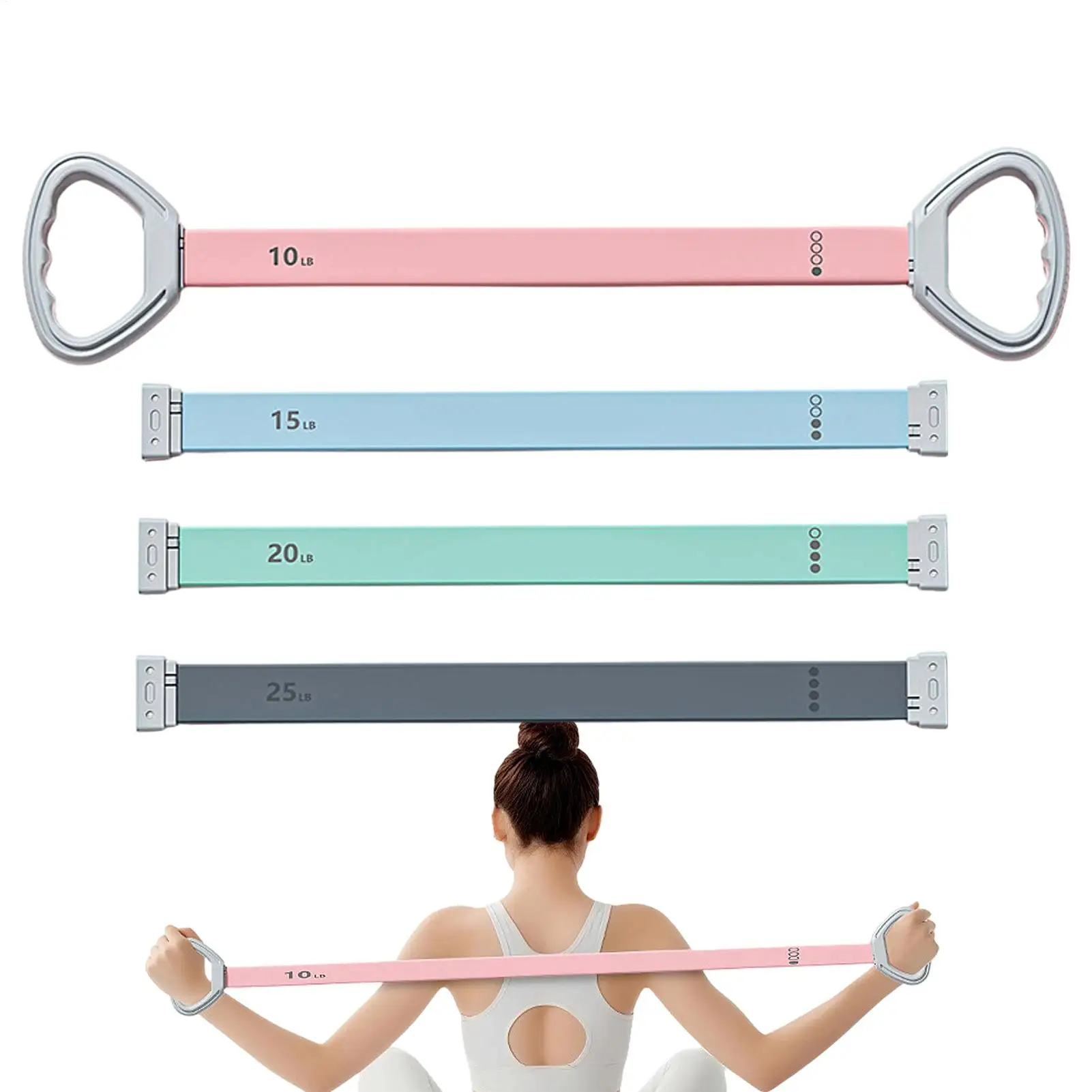 Yoga Resistance Bands 4 Levels Detachable Back Sculpting Puller With 8 Shape Rope Yoga Stretch Band For Athlete Adult Home Gym