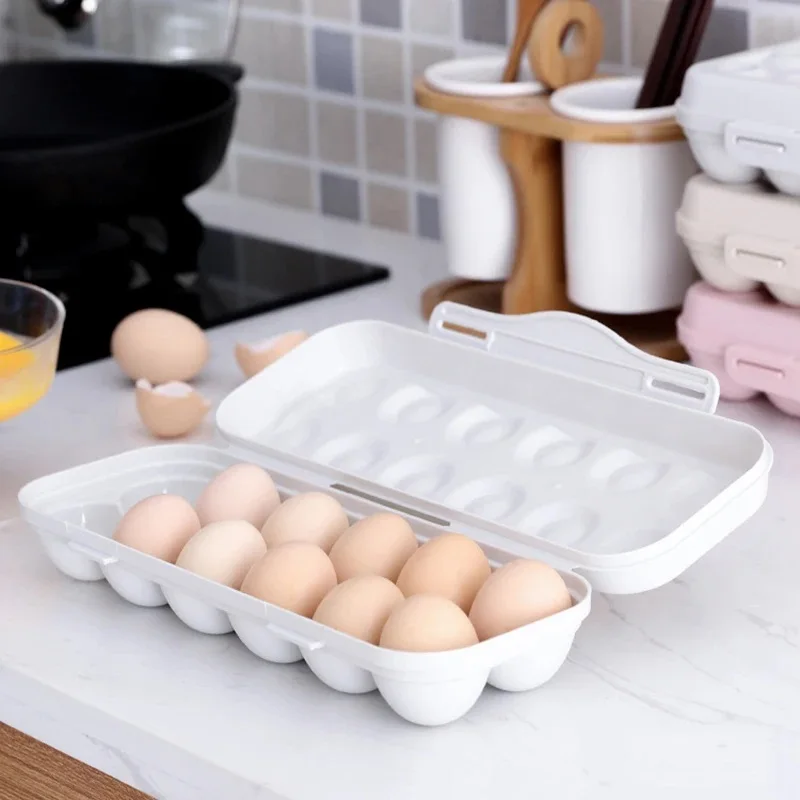 

1Pc Portable 12/18 Grid Egg Storage Box Refrigerator Organizer With Lid Kitchen Egg Holder Tray Fridge Eggs Box Kitchen Gadget