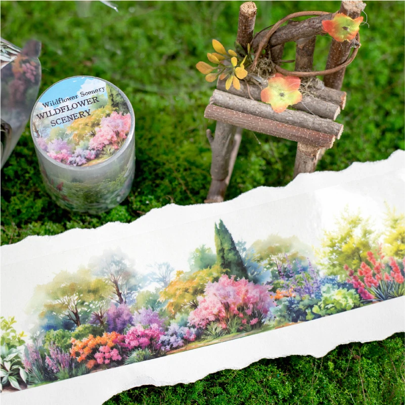 JIANWU 50 mm * 200 cm Berg- und Wildblumen-Serie, Vintage-Pflanzenlandschaftsbau, PET-Klebeband, kreatives DIY-Tagebuch, Collage, Schreibwaren