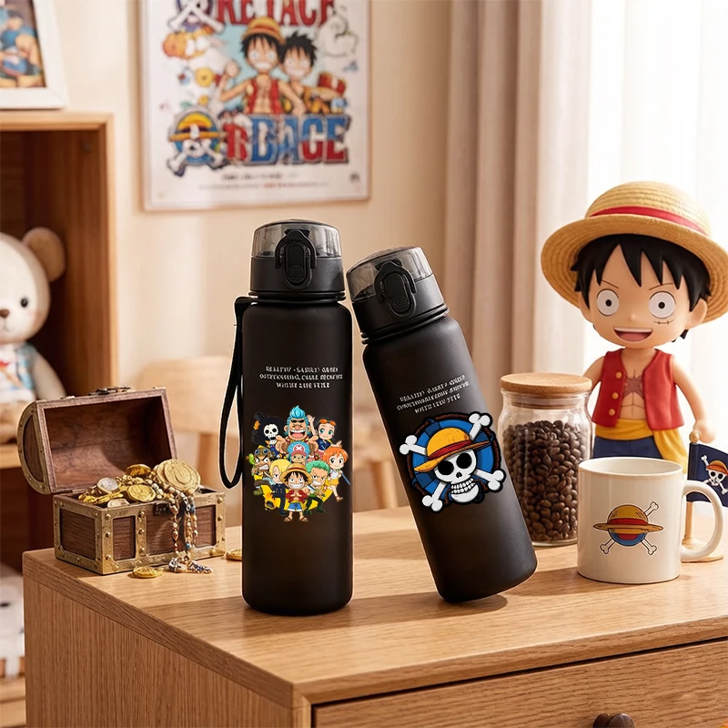 650ml Ones Piece Kids Water Bottle Sport Anime Zoro-Luffy-Cute Boy Travel Lifting Rope Portable Drink Water Bottle Birthday Gift