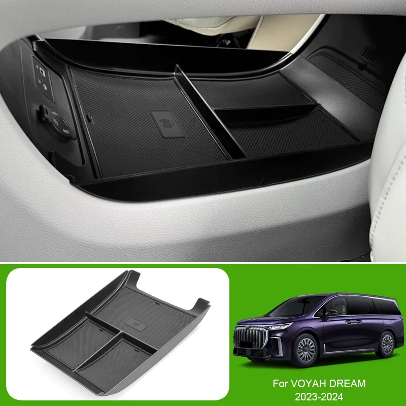 

Для VOYAH DREAM PASSION 2023-настоящее время, автомобильный подлокотник, ящик для хранения, автоматический коврик для беспроводной зарядки, под лоток для управления централом, органайзер