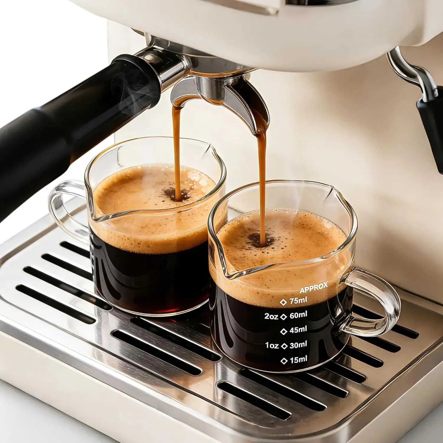 1/2/4Pcs Transparent Espresso Glass Cup Set, Handle Milk Frothing Pitcher, Classic Cappuccino Coffee Mug, Matching For Espre