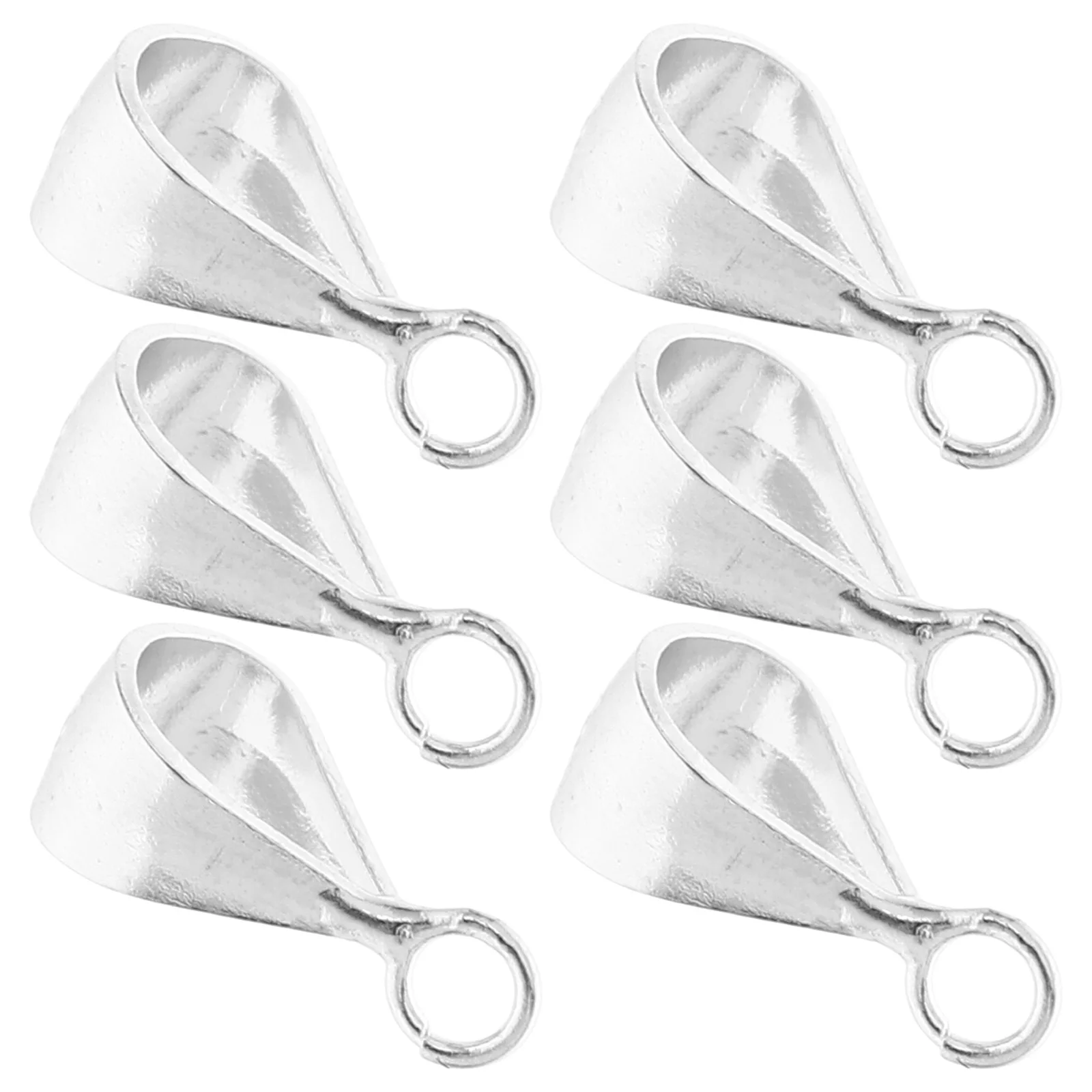 

6 Pcs Round Beads Pendant Holder Accessories Charm Necklace Charms S925 Silver Jewelry Connector