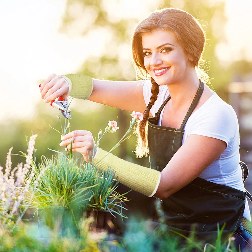 1Pair Cut Resistant Sleeves, Burn Heat Resistant Arm Sleeve Protectors Protective Forearm Sleeves Cooking Gardening