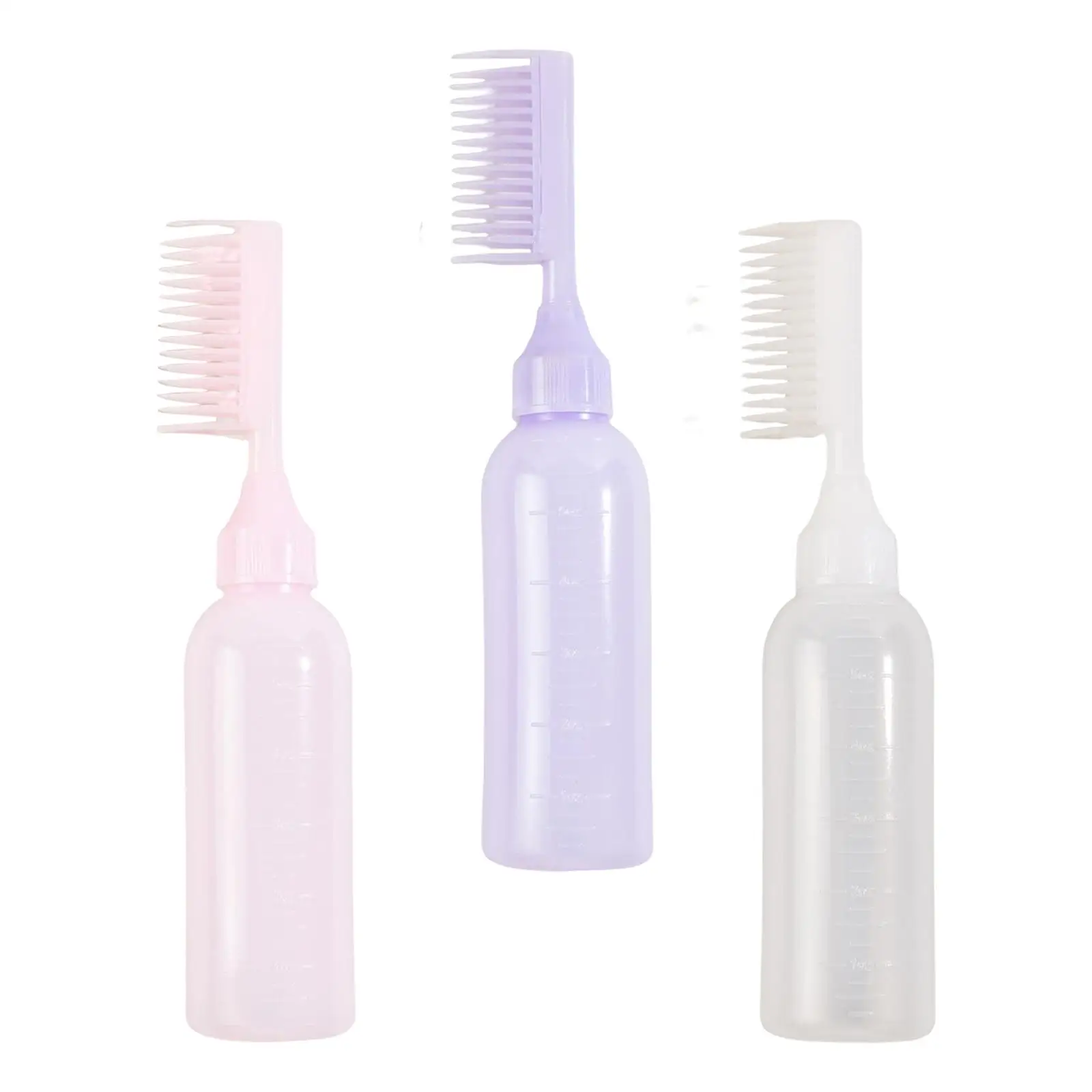 Root Comb Hair Dye Applicator Bottle Graduated Scale Refillable Plastic Brush Styling Tool for Shop Salon