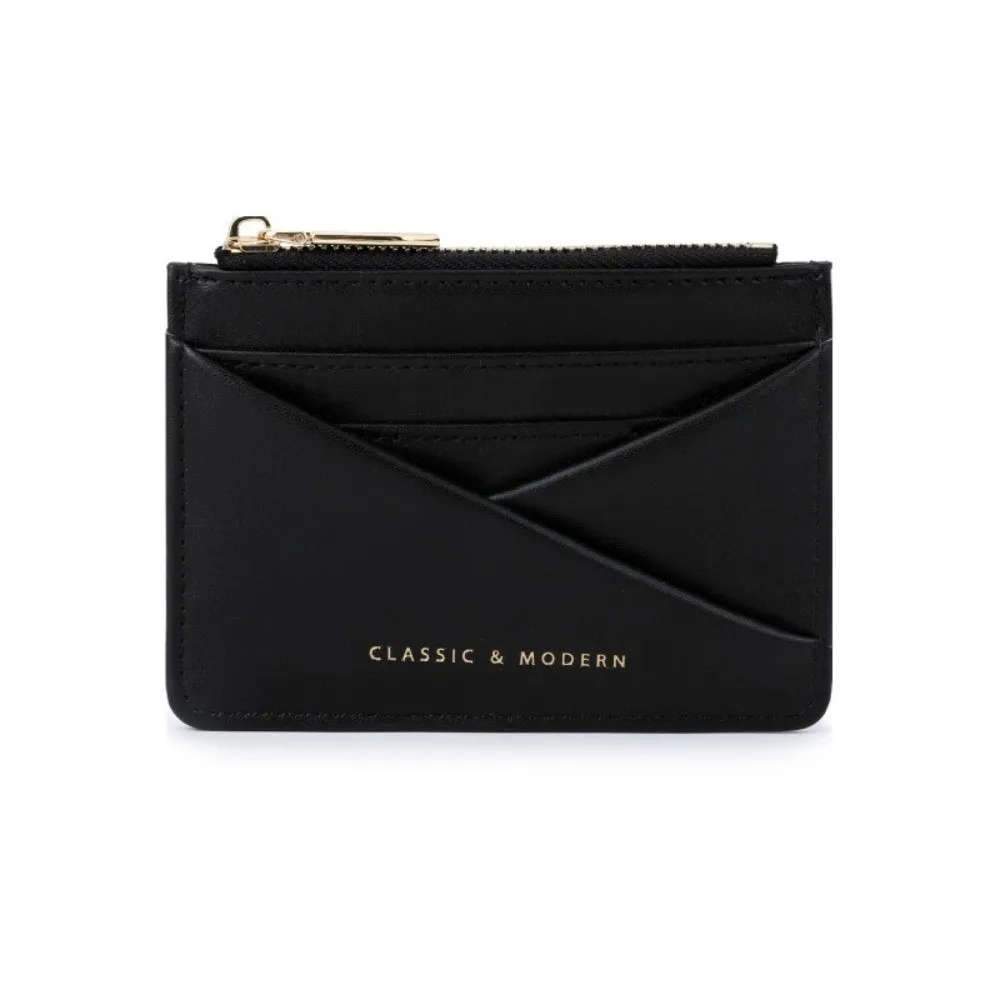 Retro Solid Color Short Wallet Korean Style Clutch Card Bag Ultra Thin Multi-function PU Leather Card Holder Travel