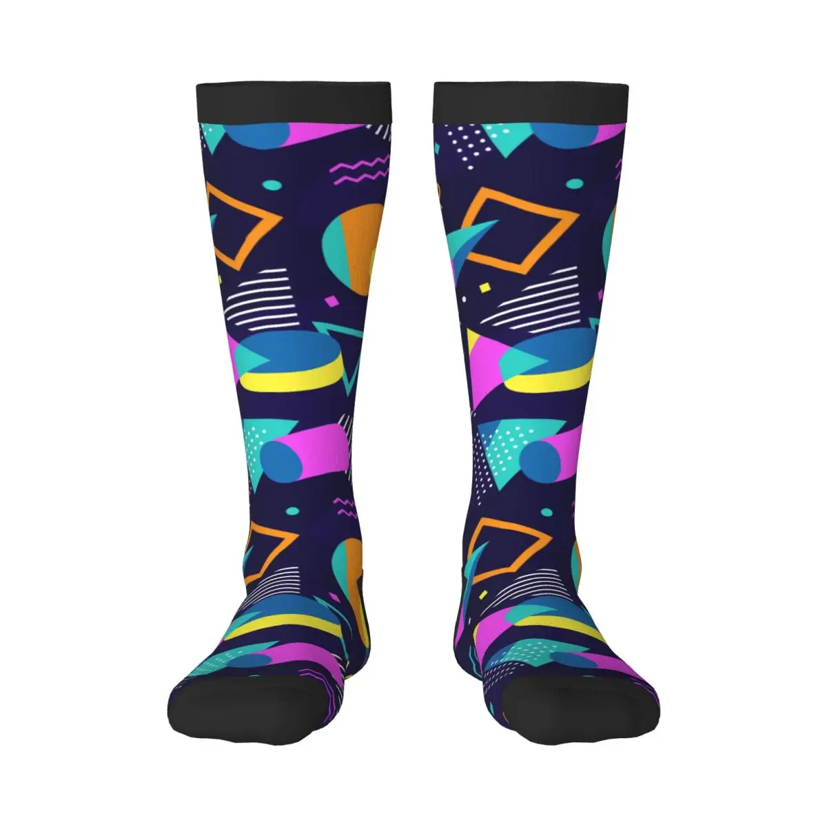

Geometric 80s Style Unisex High Socks for Men Women Autumn Winter