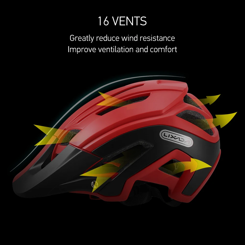 خوذة دراجة خفيفة الوزن مع قناع قابل للفصل خوذة واقية للسلامة الرياضية للدراجات الجبلية 16 فتحة