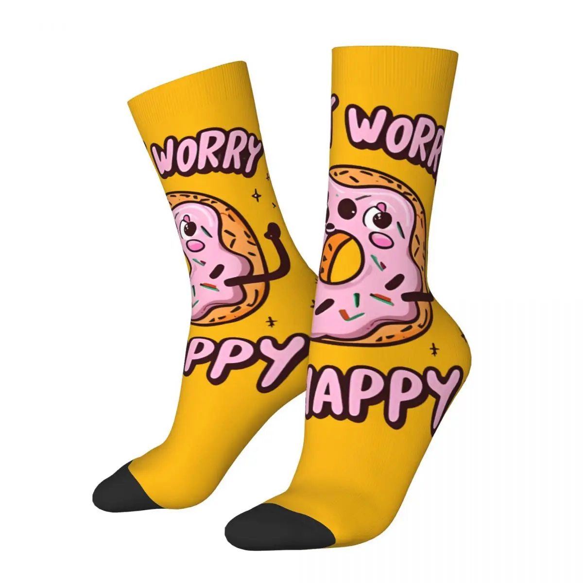 Hip Hop Retro Pink Icing Crazy Men's compression Socks Unisex Doughnut Street Style Seamless Printed Funny Novelty Happy Crew