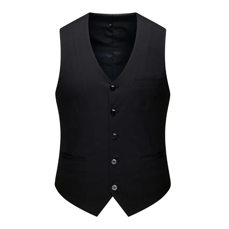 

Four Seasons Men's Vest Spring and Autumn New Business Casual Solid Color Men's Single Breasted Gentleman's Suit Vest