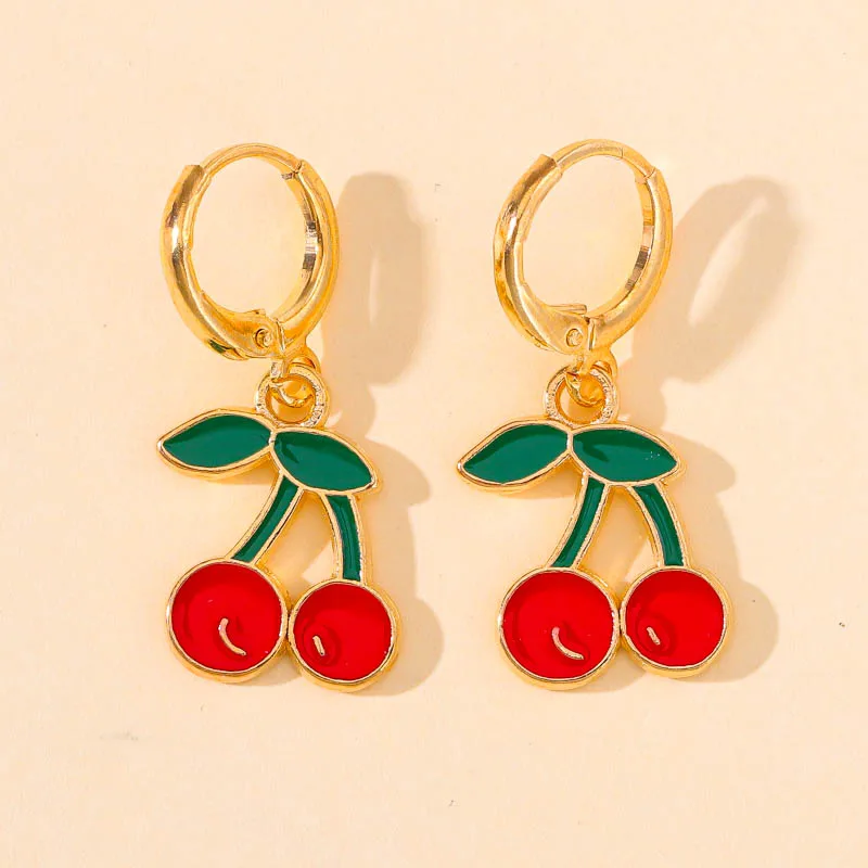 15 Styles Trendy Enamel Sweet Fruit Dangle Women's Earrings Strawberry Cherry Grape Dangle Earrings Fashion Jewelry Party Gifts