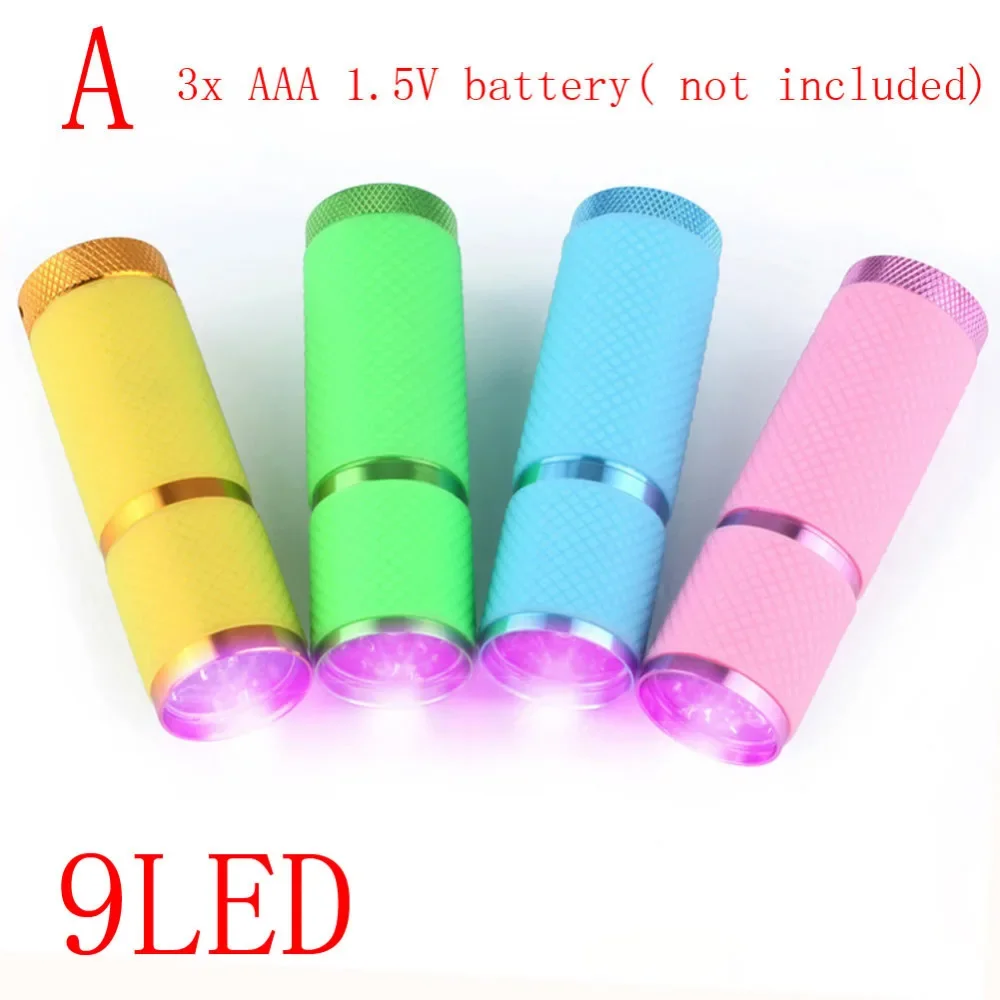 1 LED/ 9 LED / 21 LED UV LED Flashlight torch Ultra Violet Light UV 395-400nm LED torch light lamp For Marker Checker Detection