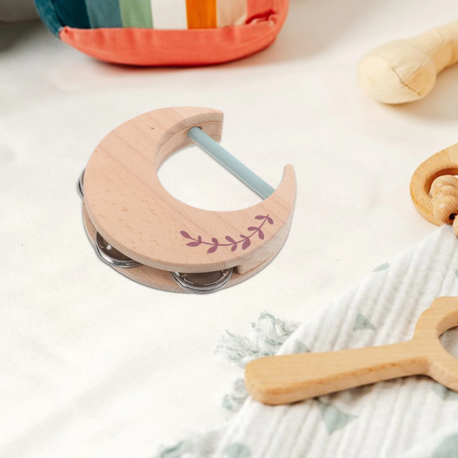 

Handheld Tambourine Percussion Instrument Wooden Tambourine Kids Clear Tones Ideal for Early Music Education Preschool