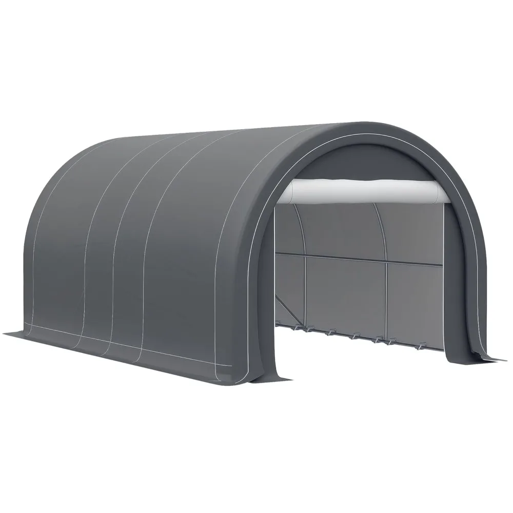 

10' x 16' Carport, Heavy Duty Portable Garage Storage Tent with Large Zippered Door, Anti-UV PE Canopy Cover, Customized