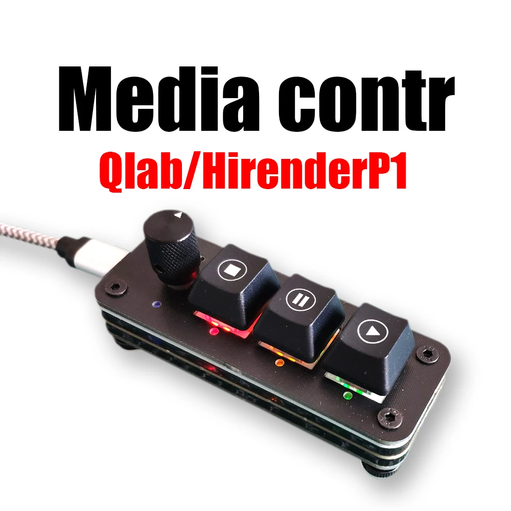 Media controller QLAB keyboard professional performance controller 3-key knob drive free music player controller USB Type-C