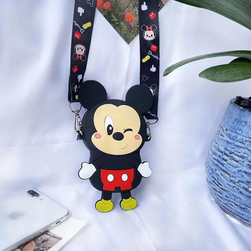 Disney Mickey Mouse Shoulder Bags Silicone Coin Purse Girls Kids Minnie Anime Handbag Storage Messenger Crossbody Bag Women Gift