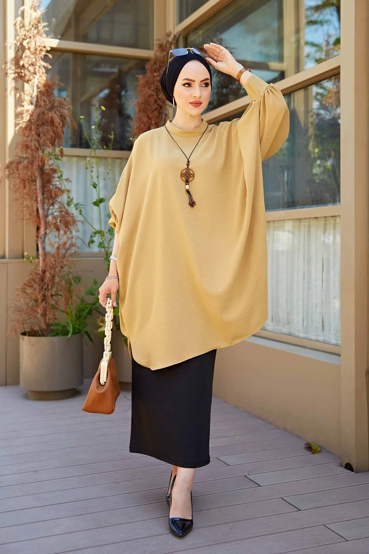 Bat Sleeve Aerobin Tunik MD-Honey Foam Winter Autumn 2021 Muslim Women Hijab headscarf Islamic Turkey