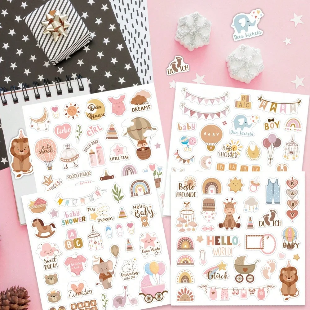Morandi Decoration  Cartoon Baby  Play Handmade  Stickers  Animal Giraffe Lion  Home Cute  Bookkeeping  Scrapbook  DIY  Stickers