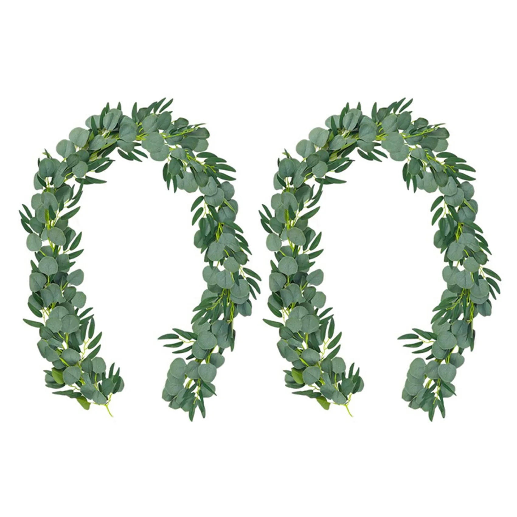 

ABYN-10-Pack 6.5 Feet Artificial Eucalyptus With Willow Garland Fake Vine Plant With Leaves Faux Silver Dollar Greenery
