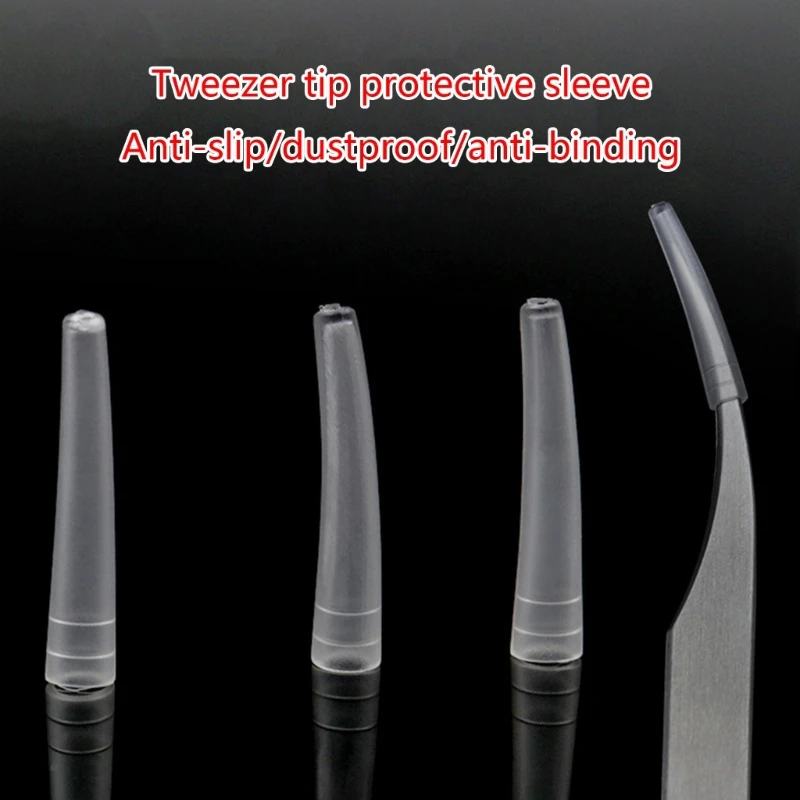 100Pieces Grafting Eyelashes Tweezers Eyelashes Auxiliary Tools Silicone Covers Tips Tweezers Protective Sleeve Case