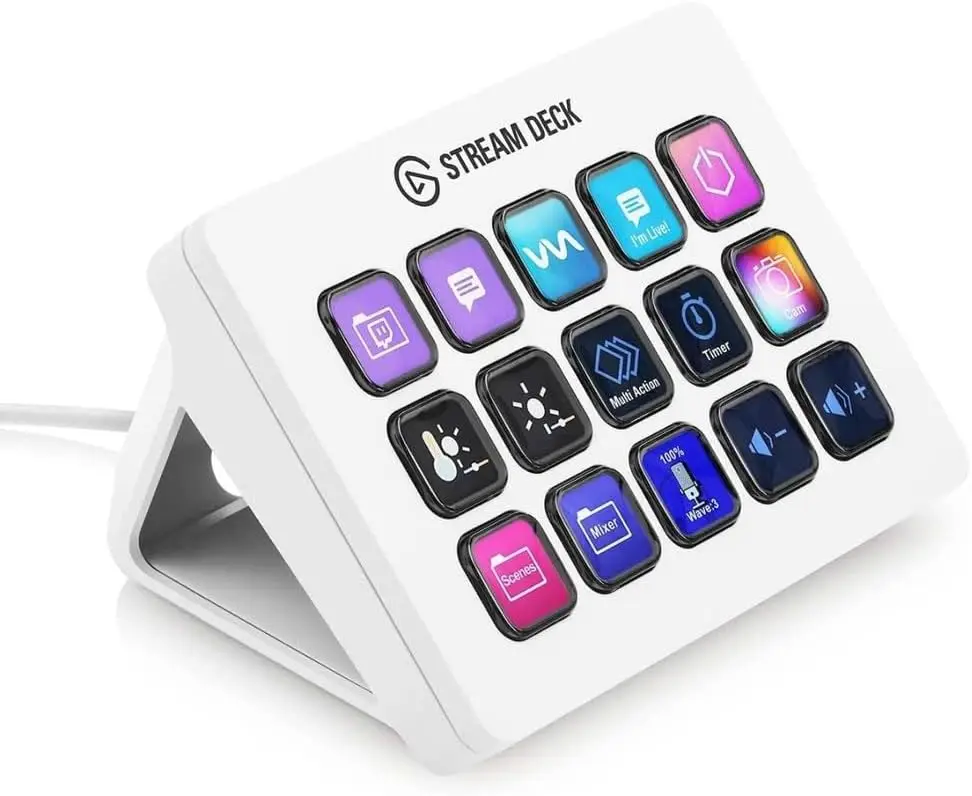 Deck MK.2 White – Studio Controller, 15 macro keys, trigger actions in apps and software like OBS, Twitch, YouTub