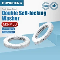 Arandela autoblocante de doble cubierta M3 M6 M8 M10 M12 M14 M16 M22 M24 M27 M30 Junta de bloqueo de cuña de acero inoxidable a prueba de golpes