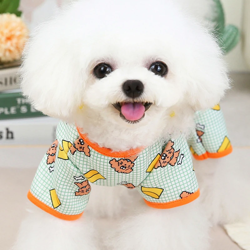 Autumn Winter Pet Dog Jumpsuit Cute Animal Print Warm Dog Clothes Four Legs Pajamas Chihuahua Yorkie Clothing Cat Puppy Costume