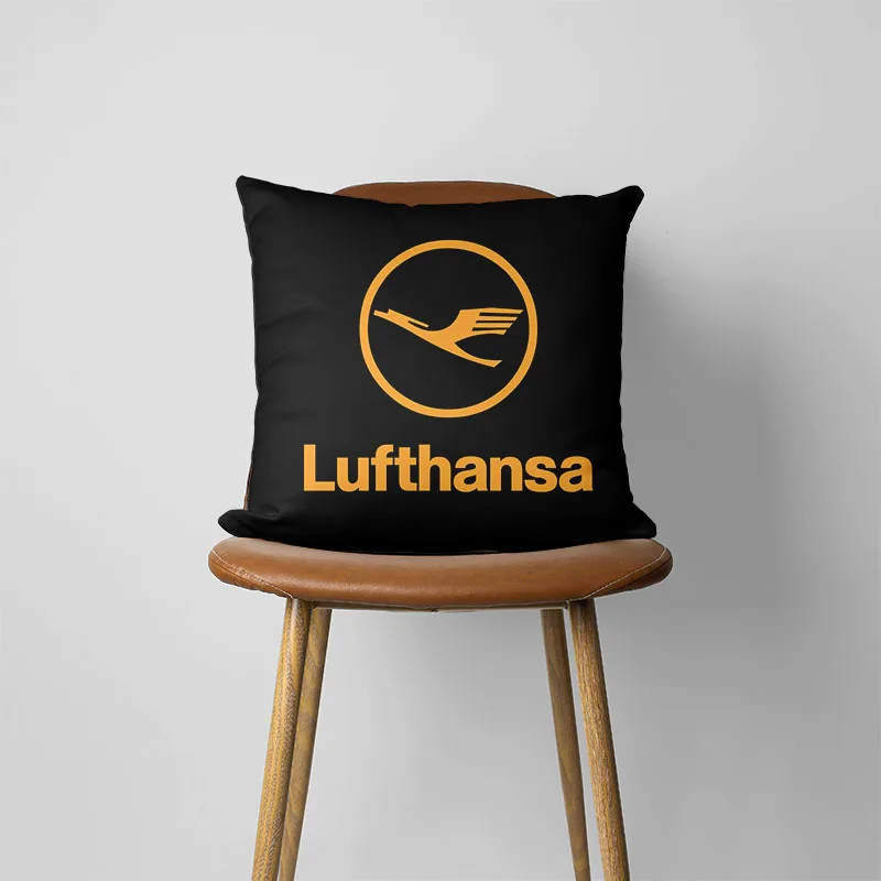 Lufthansa Airline logo Pillow Case Home Decorative Gift Sofa Car Super soft Cushions Square Pillowcase Chair Pillow Cove 545