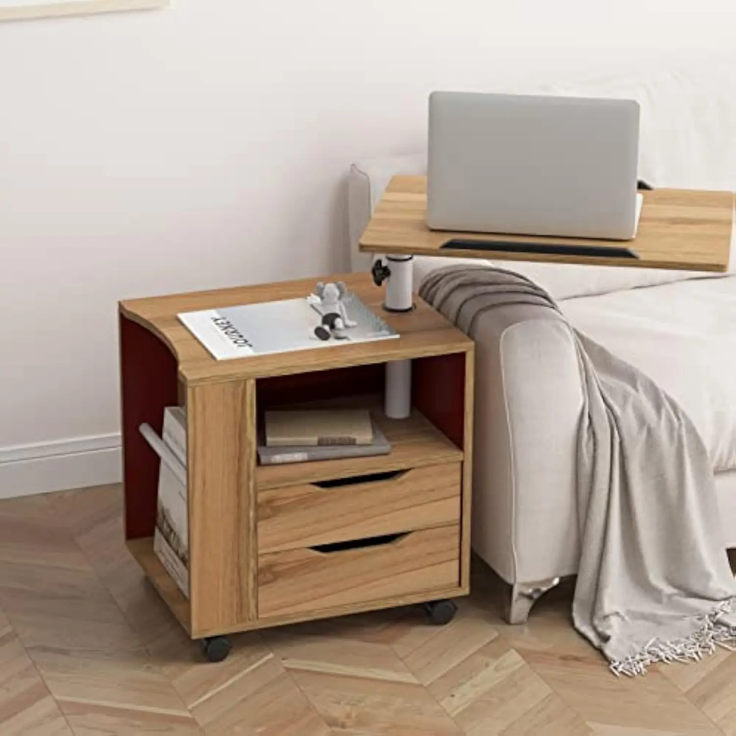 

Mobile Side Table 23.6 inches end Tables Laptop Computer Desk Adjustable Movable Sofa Table Bedside Table,Office Side Table fo