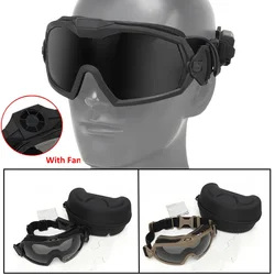 Tactical Goggle with Micro Fan Anti Fog with Interchangeable Lens Motor Paintball Airsoft CS Game Goggles